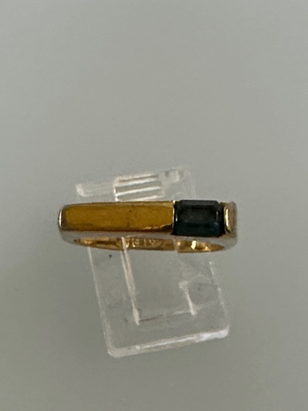 12k GF Vintage Bar Ring with Dark Green Stone